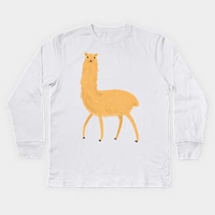 Yellow Alpaca Kids Long Sleeve T-Shirt